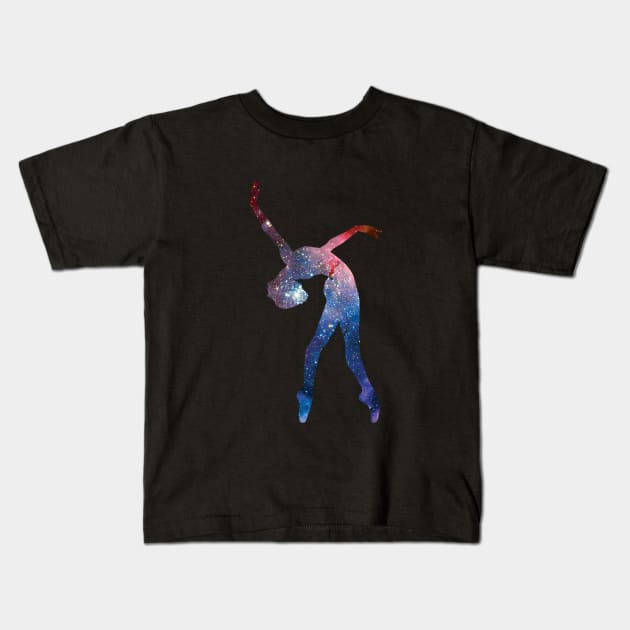 Galaxy ballerina / dancer / gymnast - backbend (galaxy texture) - ballet lover / gymnastics lover / yoga lover Kids T-Shirt by Vane22april